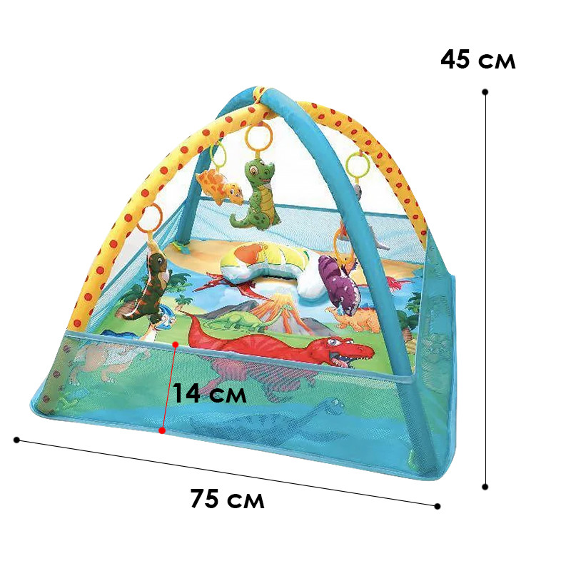 Детский развивающий интерактивный коврик динозавр манеж с каркасом для младенцев - фото 6 - id-p2111301973