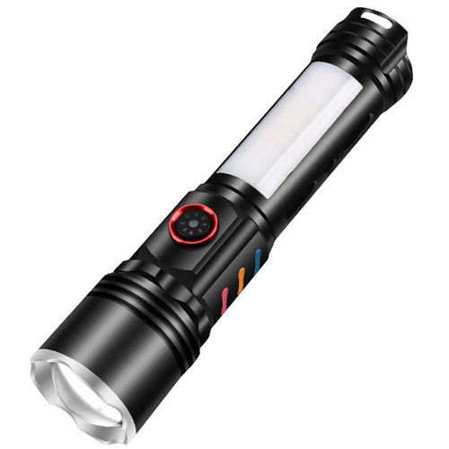 Ліхтар ручний PLD-2307-TG+COB (red+blue+yellow), Motion Senso, power bank, ЗУ Type-C, zoom