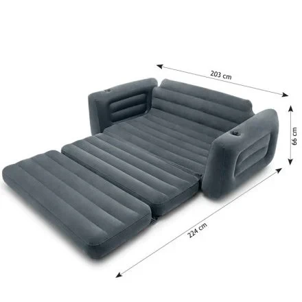 Надувний розкладний диван-трансформер велюровий Intex 66552 (203х224х66 см)