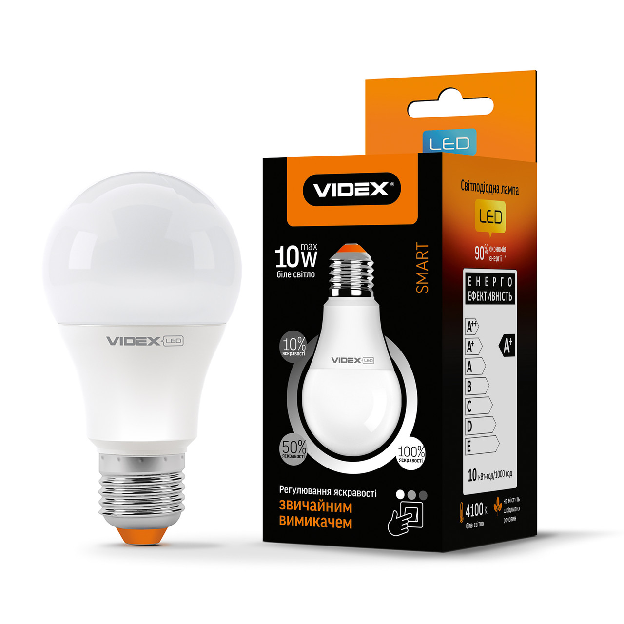 LED лампа з регулюванням яскравості VIDEX A60eD3 10W E27 4100K, фото 1