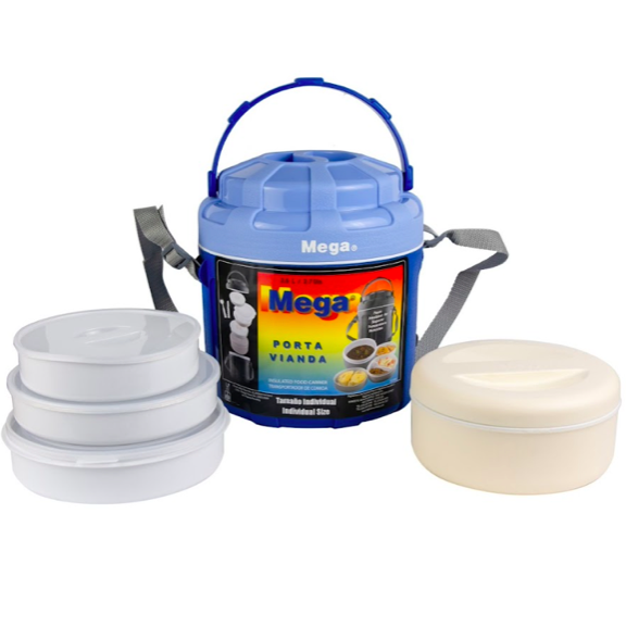 Харчовий термос Mega, ізотермічний контейнер, термобокс з 4 судками 2.6 л, Синій, фото 1