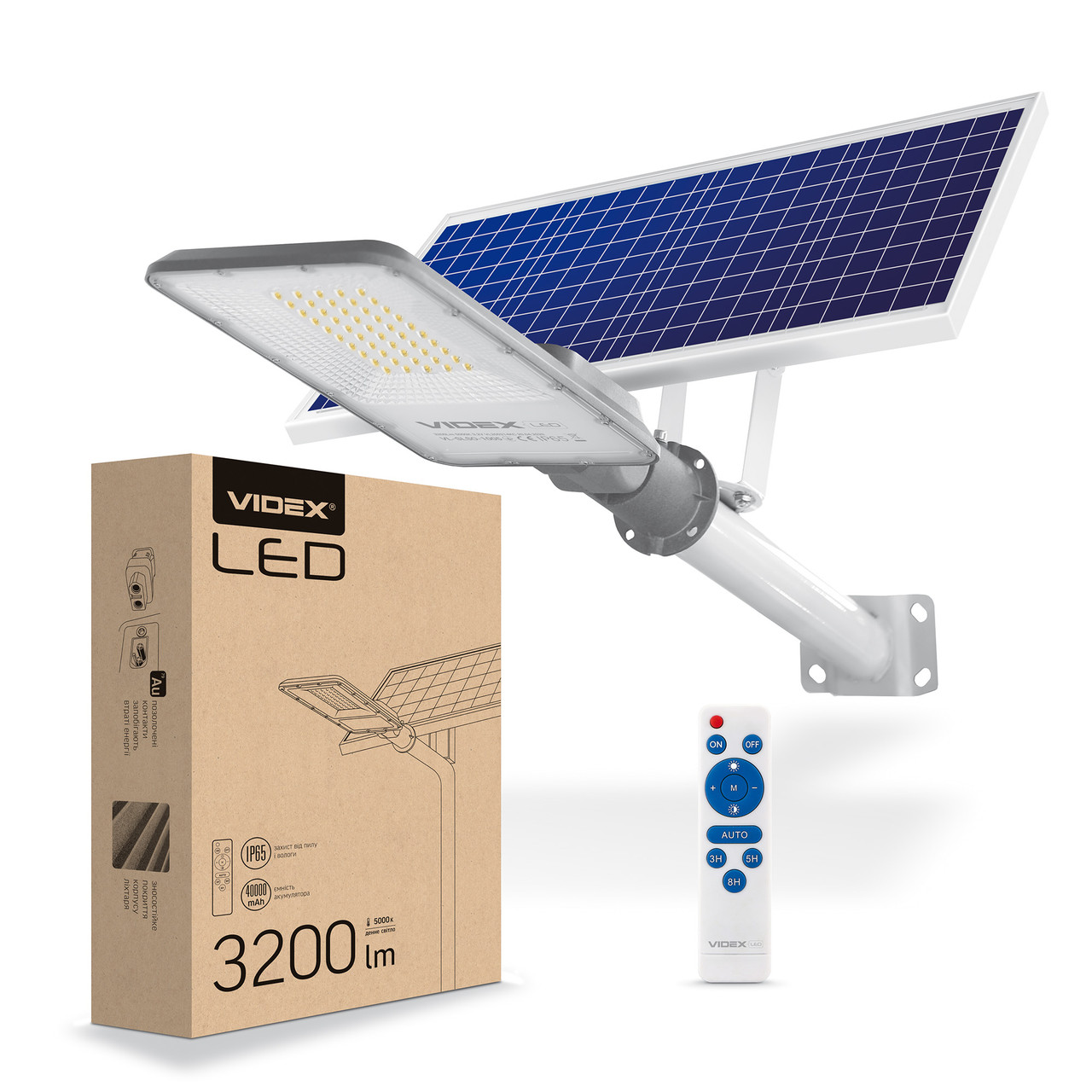 LED вуличний ліхтар автономний VIDEX  40W 5000K, фото 1