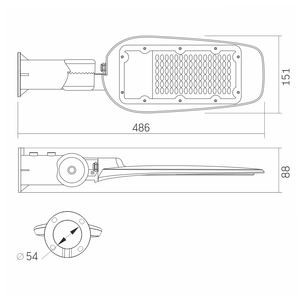 LED фонарь уличный VIDEX (поворотный) 50W 5000K Серый - фото 3 - id-p1619946314