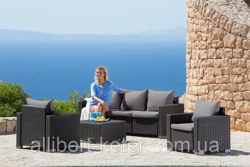 Набір садових меблів California 3 Seater Lounge Set зі штучного ротанга ( Allibert by Keter )