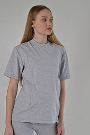 Базова футболка для вагітних і годуючих з блискавкою 42 Maya Mumlove Сірий