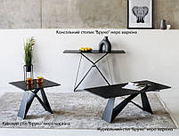 Стіл кавовий Бруно неро маркина в стилі Лофт, стільниця склокераміка, каркас металевий, фото 2