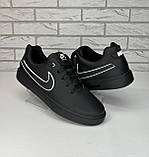 Nike удобные llll кроссовки мужские кожаные чёрные на каждый день, фото 2