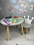 Столик дитячий круглий сірий та стілець біло-сірий  Корона, фото 5