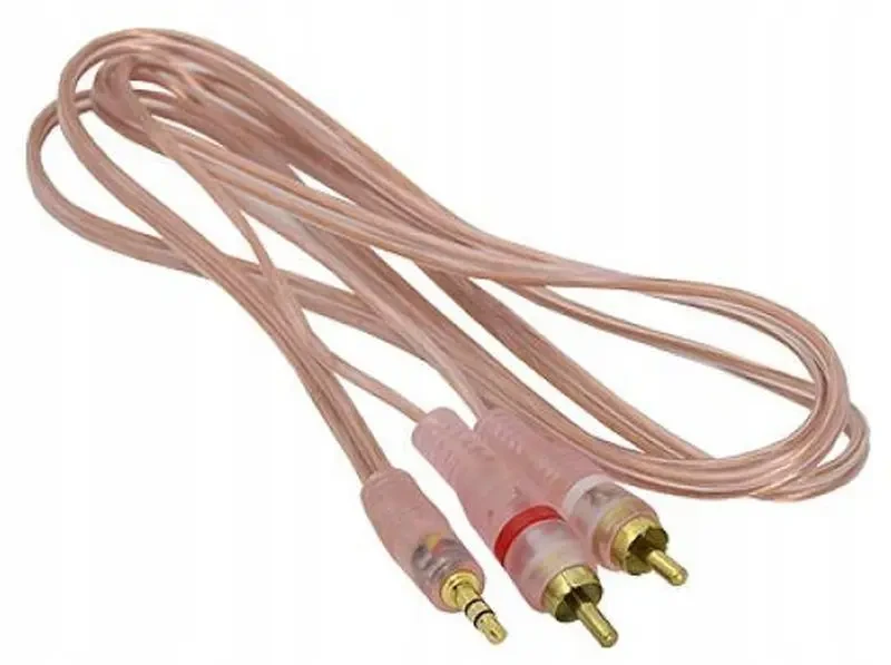 Шнур шт.3,5стерео-2шт.RCA, gold, 5 м, прозорий