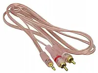 Шнур шт.3,5стерео- 2шт.RCA, gold, 5м., прозрачный