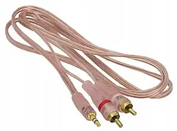Шнур шт.3,5стерео-2шт.RCA, gold, 5 м, прозорий