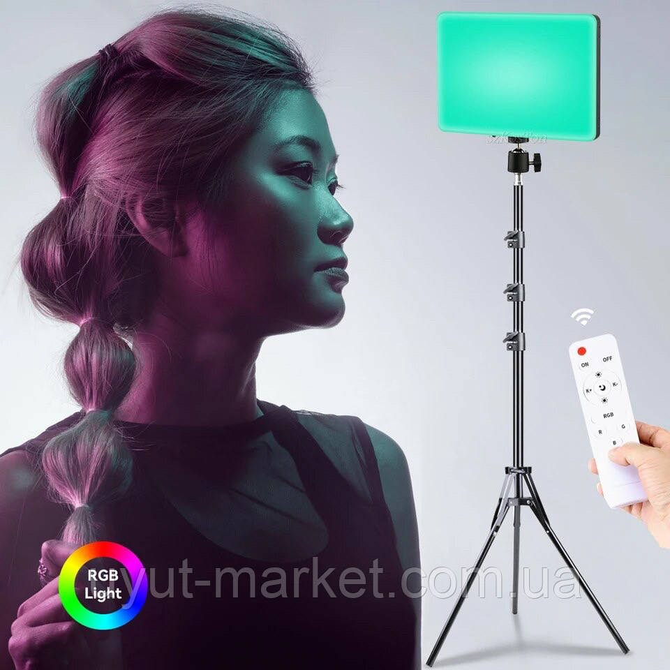 Відеосвітло F99 RGB для фото-та відеозйомки зі штативом 2.1 метр постійне світло для фото та відео, фото 1