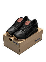 Мужские кроссовки Reebok Classic Leather Black Gum высокое качество.