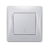 Вимикач одноклавішний прохідний срібний шовк VIDEX BINERA, фото 2