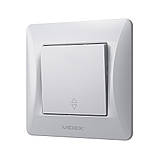 Вимикач одноклавішний прохідний срібний шовк VIDEX BINERA, фото 3