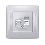 Розетка CAT6 одинарна комп'ютерна срібний шовк VIDEX BINERA, фото 2