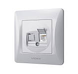 Розетка CAT6 одинарна комп'ютерна срібний шовк VIDEX BINERA, фото 3