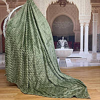Нежное зеленое покрывало Велюр Соты, хорошего качества, евро размер 200х230 см.