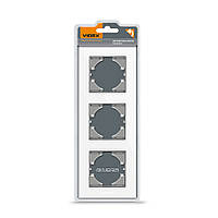 Рамка біле скло на 3 місця вертикальна VIDEX BINERA