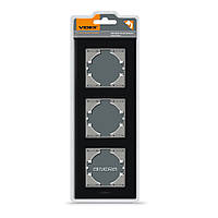 Рамка чорне скло на 3 місця вертикальна VIDEX BINERA