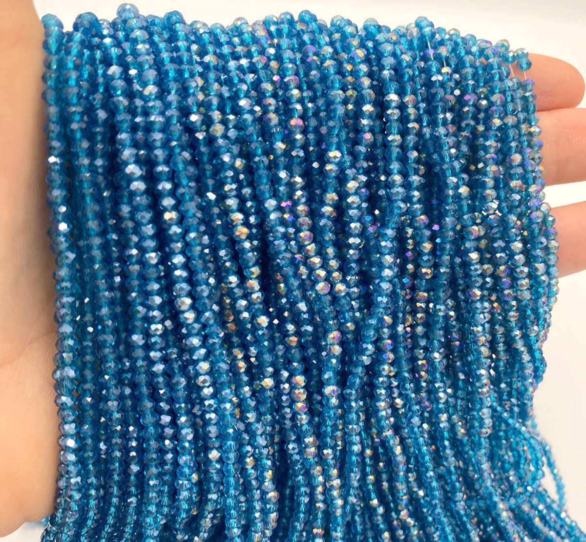 Намистини Рондель / 2,5х3мм / кількість: 165-175 шт / Прозорий / Морська хвиля / з АБ, фото 1