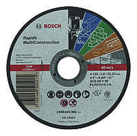 Круг отрезной 125 x 1,0 x 22,23 мм по металлу и камню, прямой, Rapido Multi Construction BOSCH (2608602385)