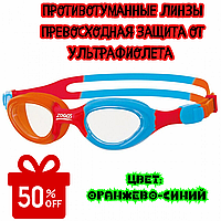 Очки для пловцов Очки детские для плаванья Little Super Seal оранжево-синие Противотуманные линзы