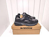 Повсякденні чоловічі кросівки натуральна замша та тестиль Restime чорні з сірим, фото 6
