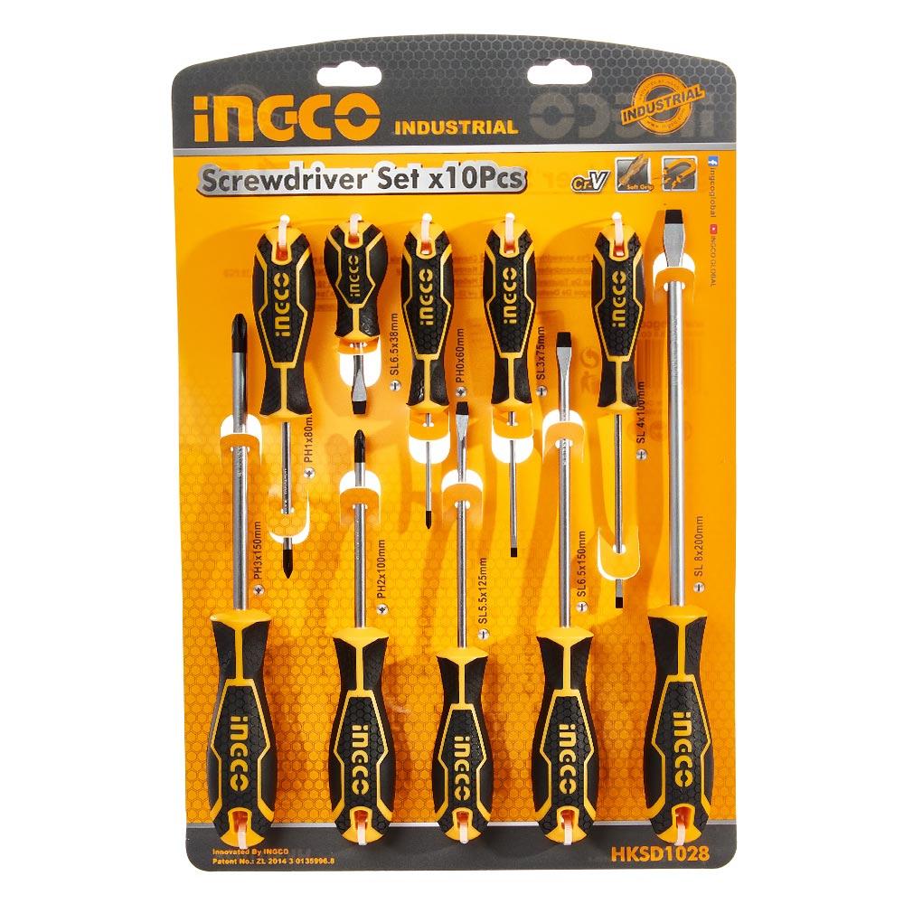 Набір викруток 10 шт INGCO HKSD1028, фото 1