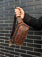 Чоловіча шкіряна сумка-банка на пояс ST Leather A37F-023-3A Коричнєва, фото 2