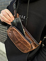 Чоловіча шкіряна сумка-банка на пояс ST Leather A37F-023-3A Коричнєва, фото 6