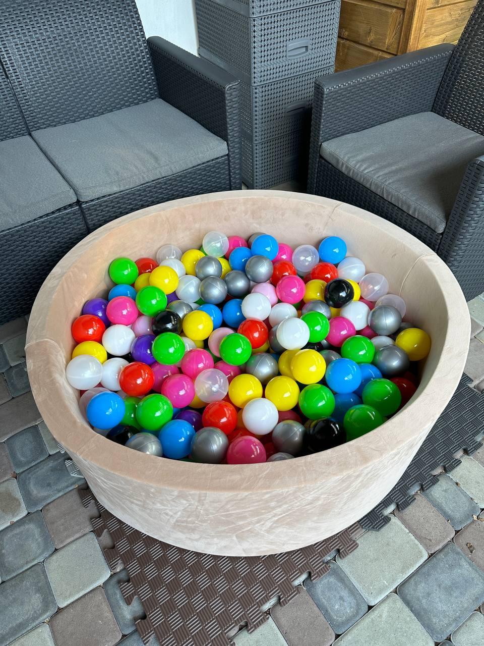 Сухой бассейн для детей с шариками в комплекте 150 шт., 100 х 40 см, Бежевый Велюр - фото 1 - id-p2111364843