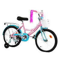 Велосипед двухколесный детский 18 дюймов (корзинка, звоночек, сборка 75%) CORSO MAXIS CL-18758 Розовый