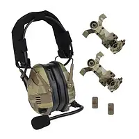 Тактические активные наушники HD-16 с шумоподавлением multicam, наушники военные мультикам для стрельбы town