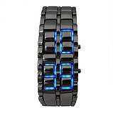 Годинник-браслет Led Watch Iron Samurai, Чорний із синіми світлодіодами (IBW012BZ), фото 2