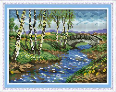 Набір для вишивання за нанесеною на канву схемою "The scenery of countryside". AIDA 14CT printed 26*19 см