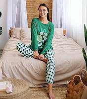 Комплект для дома футболка и штаны оптом Лайм, женская пижамка для сна в клетку L, XL, 2XL на опт