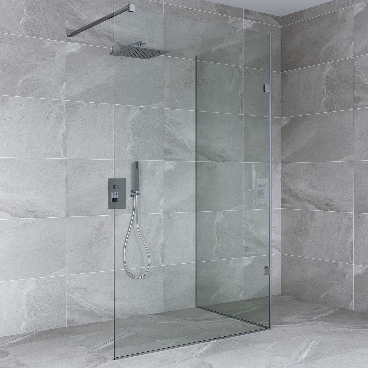 Душова перегородка з скла під 90 градусів зі штангою, фото 1