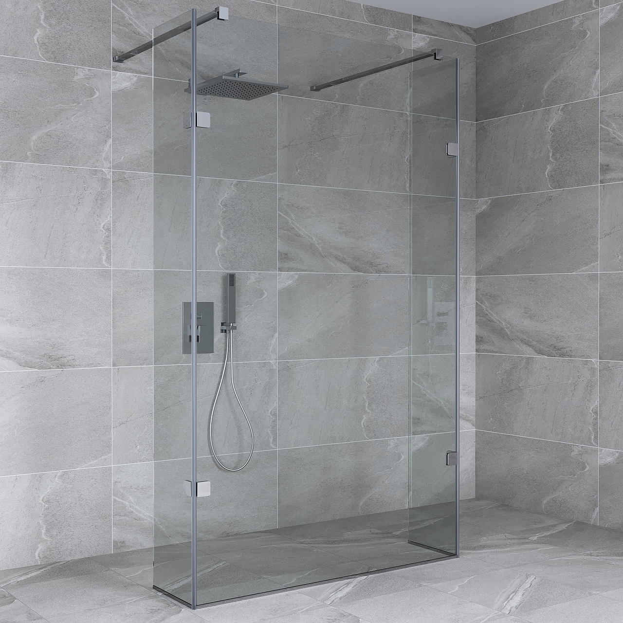 Скляна душова перегородка зі склом паралельно стіні, фото 1