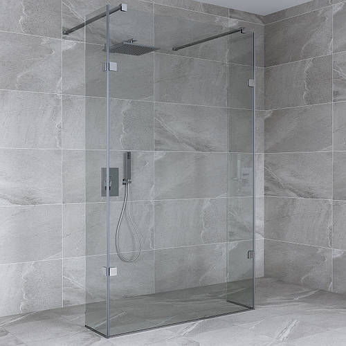 Стеклянная душевая перегородка со стеклом параллельно стене (ID ...