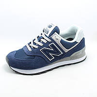 Женские кроссовки New Balance 574 - кожаные, синие (оригинал)