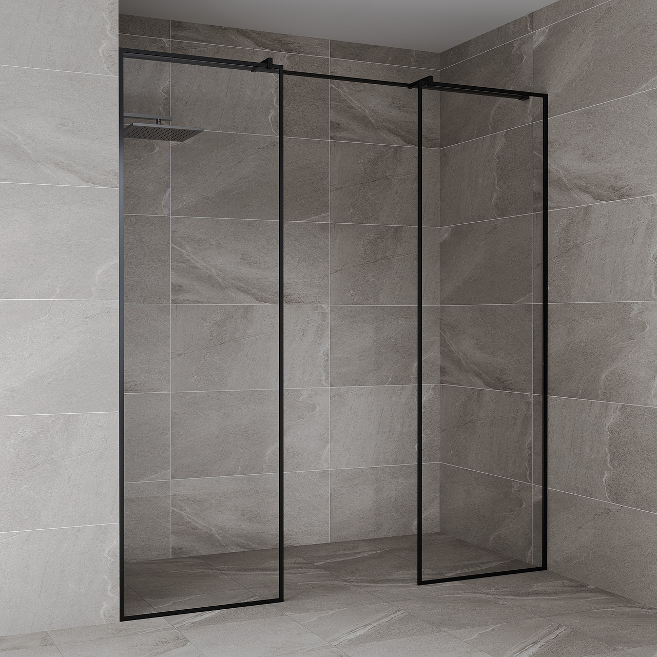 Скляна душова перегородка зі штангою уздовж скла прозора, фото 1