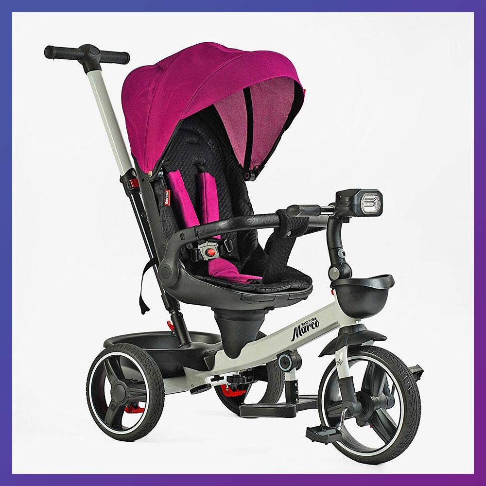 Дитячий триколісний велосипед — коляска Best Trike Marco 9155 / 365-18 з батьківською ручкою Рожевий