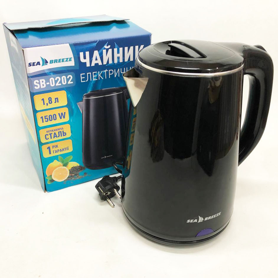Чайник термос SeaBreeze SB-0202 1.8Л, 1500Вт, гарний електричний чайник, тихий електричний чайник