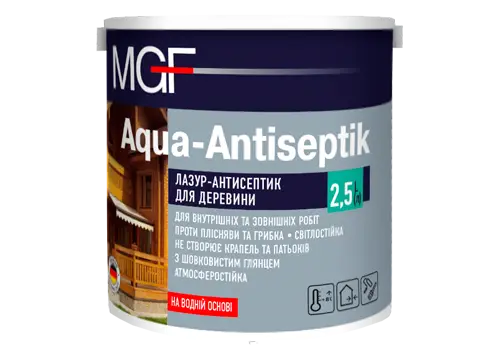 Лазур-антисеп MGF Aqua-Antiseptik білий 2,5л