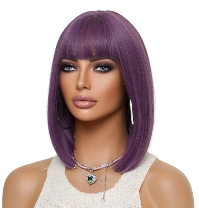 Перука баклажан каре, термоволокно XOUJE