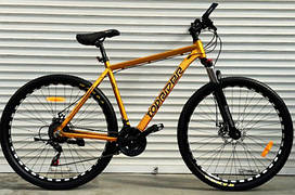 Велосипед гірський алюмінієвий TopRider-670 колеса 29", рама 21", золото + крила у подарунок