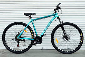 Велосипед гірський алюмінієвий TopRider-670 колеса 29", рама 21", синій + крила у подарунок