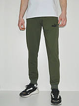 S (46-48). Чоловічі спортивні штани з манжетами, м'який і приємний трикотаж - хакі (оливковий), фото 3