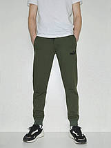 S (46-48). Чоловічі спортивні штани з манжетами, м'який і приємний трикотаж - хакі (оливковий), фото 2